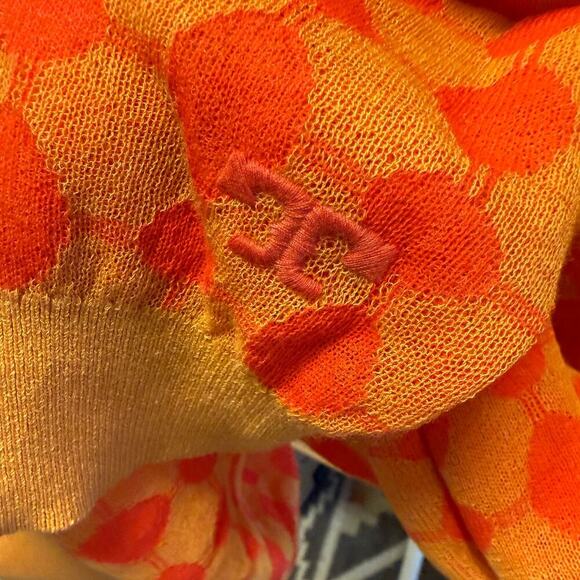 Tory Burch Knit Mock-Neck Sweater Bright Orange Poppy Size Small NWT Mod Retro - Picture 3 of 8